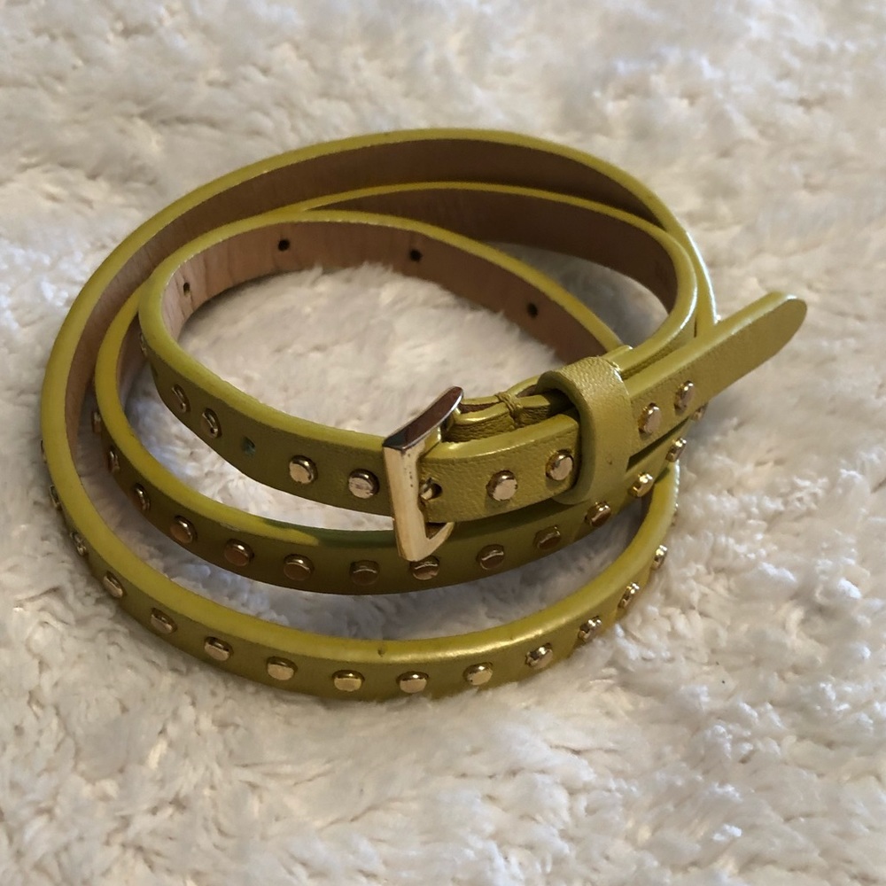 J. Crew Chartreuse Belt with Gold Accents